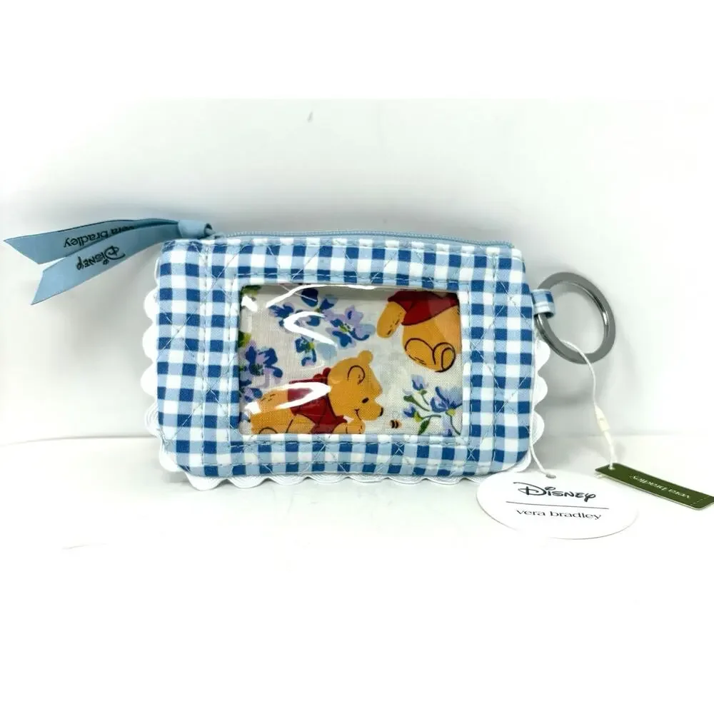 Vera Bradley Disney Winnie The Pooh Zip ID Card Case Pouch Wallet NWT Gingham